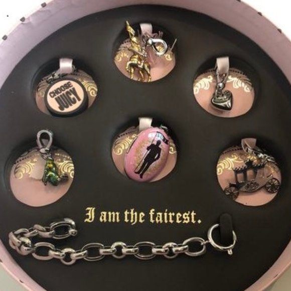 Juicy Couture Jewelry - JUICY COUTURE I AM THE FAIREST 7pc CHARM BRACELET SET~KNIGHT/FROG/CARRIAGE/HEART